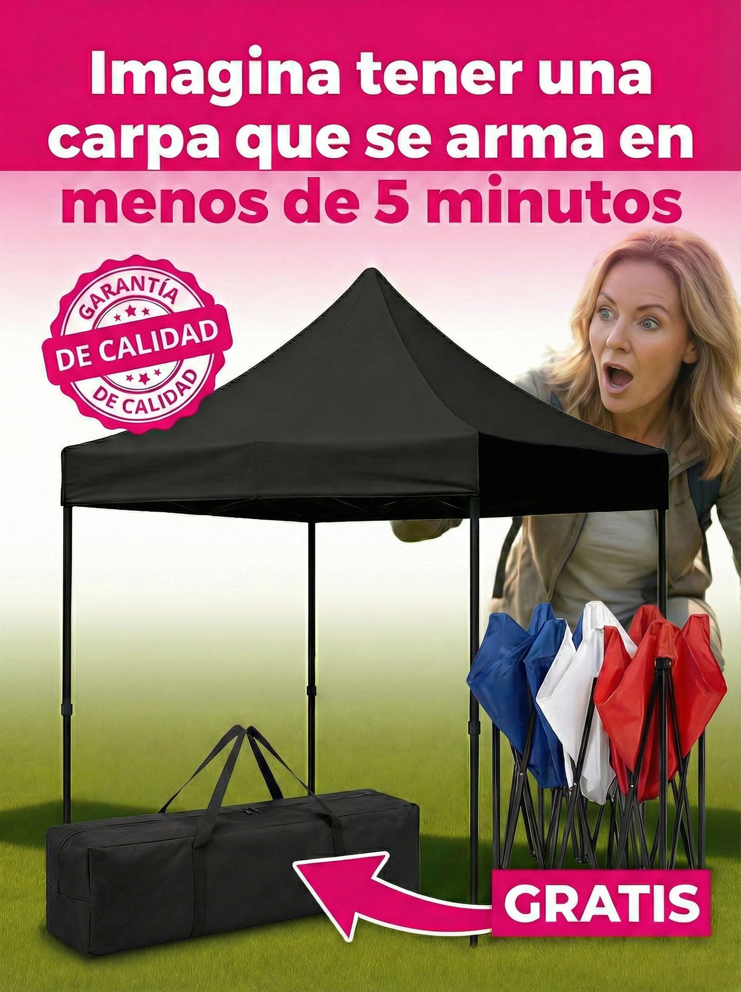 Carpa Toldo Plegable Premium 3x3 Impermeable
